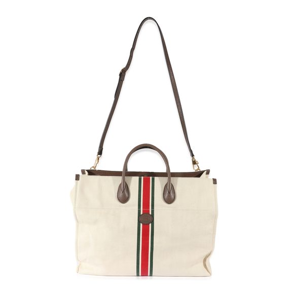 Gucci Beige Web Linen Foldable Tote - Picture 4 of 6